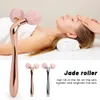 Eye Massager 3D Face Massager Rose Quartz Jade Roller Pink Roller Nature Stone Heathy Beauty Tools Skin Care Tools for Women 231020