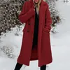 Женская полушерстяная женская зимняя теплая куртка из плюша из искусственного меха, двубортное пальто с длинными лацканами и меховыми карманами, пальто-пилот 231020