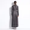 Boho Maxi Dress Women Designer Retro Print Fit and Flare Dresses 2023 Autumn Winter Long Sleeve V-Neck Slim Loose Big Swing Lady Frocks White Vacation Party Vestidos