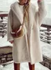 Kvinnors ull blandar faux päls lambwool jacka kvinnor vinter tjock fleece neddy kappa kvinnliga överdimensionerade casual lös långärm varma ytterkläder 231020