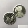 Kunsten en ambachten Kunsten en ambachten 10 stuks Niet-magnetisch beeld 1Oz Sier Plated 40 Mm Herdenkingsmunt Amerikaanse decoratie Valuta Collectibl Dhdmm