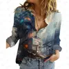 Women's Blouses Casual Woman Top Collar Button Tops Floral Print 23 Fashion Design Long Sleeve Shirt Mainland China Loose Fit Shirts