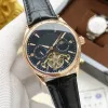 2023 orologi da uomo Grande volano Cinque punti Orologio meccanico automatico da 42 mm Orologio da polso di moda con fasi lunari di alta qualità Cinturino in pelle di marca di lusso superiore