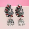 Dangle Earrings Retro Bollywood Style Oxidised Peacock Jhumka Women Antique Color Bells Drop Turkish Jewelry