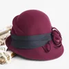 BERETS GKTINOO LADY BANKET GRACE SPECIAL SKUCK PURE WOLL FELT HATS Women Party Formell Asymmetric Fedora Hat