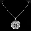 Collares colgantes Vintage Árbol de la vida Collar para mujeres Hombres Acero inoxidable Color Plata Planta Redonda Yggdrasil Joyería N7812S0