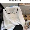Xiaoxiang Doll Neck Shirt Женский San D - Французский двубортный кардиган Топ Короткая возрастная рубашка с длинными рукавами для иностранцев