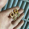 Cerchi per lettere vintage per ragazze designer originale con marchio 316L in acciaio inossidabile 18k oro donne C logo inciso orecchini festa di nozze gioielli di Natale