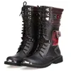 Kleid Schuhe Herren Leder Motorradstiefel Mittelkalb Militär Kampfstiefel Gothic Gürtel Punk Stiefel Herren Schuhe Taktischer Armeestiefel 231020