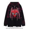 Street Spider Monster Jacquard Colorblock rits met capuchon voor heren en kleine losse jas