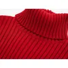 Women's Sweaters Red Turtleneck Cropped Sweater Women Long Sleeve Knit Top Fall Winter Sweaters Tops High Neck Pulls Pullover Women Jumper 231020