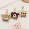 Chaveiros de pelúcia Bonito Urso Chaveiro Meninas Dos Desenhos Animados Pequeno Animal Chaveiro para Estudantes Saco Trinket Fone de Ouvido Caso Pingente DIY Amizade Presentes 231020