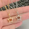 Pendant Necklaces Sweet Crystal Pentagram Necklace For Women Girls Romantic Droplet Hollowed Star Chokers Y2K Accessories Fashion Jewelry