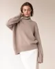 Kvinnors tröjor stickad tröja Turtleneck vit svart tjock varm lös överdimensionerad pullover casual stickkläder mjuk för kvinnor 2023