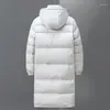 Men's Down 2023 Winter Jacket Hood Feathers Puffer White Duck Long Male Black Parka Coat Warm Autumn Casual Top Size 3XL