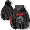 Erkek Hoodies Sweatshirts Berserk Guts Baskı Anime Erkekler Kadınlar Vintage Black 100 Pamuk Gotik Gotik Kırış Hip Hop Y2K Spor Giyim 231021