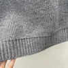 2023 herbst Grau Einfarbig Stickerei Strickjacke Pullover Kurzarm Rundhals Gestrickte Pullover Stil Pullover Tops WS3O21