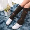 Damensocken, zerrissener Strick, für Herbst und Winter, Gothic-Grunge, Y2K-Stiefel, Bündchen, Abdeckungen, einfarbige Strümpfe