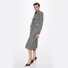 Damen Wollmischungen, modische Hahnentritt-Fauxjacke, Damen-Herbst, koreanischer eleganter einreihiger langer Mantel, Winter, dicke warme Mischung, Oberbekleidung 231020