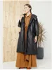 Frauen Leder Schaffell Unten Jacke Winter Warm Lose Echte Lange Mantel Weibliche Schwarz Oversize Mit Kapuze Oberbekleidung