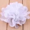 Decorative Flowers 10pcs/lot 4" Artificial Eyelet Fabric Chiffon Flower Lace Trim Patch Applique Wedding Wreath Scrapbook