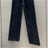 Jeans For Women Designer Monogram Print Denim Straight Leg Loose Stylish Black Denim Pants