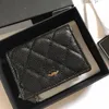 Womens Classic Caviar Leather Black Card Holder wallet Bags Coin Photo Holder Luxury Designer Clutch Mini Purse