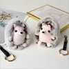 Porte-clés en peluche hérisson, pendentif, voiture animale, véritable fourrure de Rex, cadeaux pour femmes, jouets pour filles