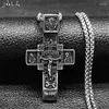 Colares de pingente masculino russo oriental ortodoxo jesus cruz colar de aço inoxidável crucifixo batismo oração jóias nzzs05