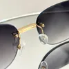 Novos óculos de sol de grife de luxo para homens e mulheres óculos de sol sem aro uv400 lentes protetoras retrô óculos retângulo design dourado cinza vem com estojo original