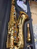 Högkvalitativ gyllene B-platt professionell tenorsaxofon mässing guldpläterad djup gravering fin mönster tenor sax jazz instrument 01