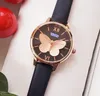 Famoso reloj para amantes de la esfera pequeña, reloj de lujo a la moda para mujer, movimiento de cuarzo, correa de cuero, oro rosa, plata, pulsera ultrafina con esqueleto de abeja 3D, reloj de pulsera para regalo