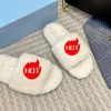 Luxury designer Triangle Logo Fur slipper Plush Plush Slipper Fluffy warm City Paris sandals Comfortable girl flip-flops35-40