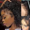 12A 4C Kinky Edges Wig Glueless Afro Kinky Curly Lace Front Wigs Cabelo humano com cabelo encaracolado de bebê HD Perucas frontais de renda transparente com linha fina realista para mulheres
