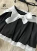 Two Piece Dress SINGREINY Erotic Strapless Women Underwear Sets Bow Lace Up Sensual Role Play Set Fashion Maid Uniform Sexy Lingerie Skirt Suits 231020