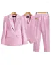 Men's Suits Women Suit 3 Piece Sets 2023 Long Sleeve Fashion Vintage Blazer Vest Pants Sleeveless Vests Office Ladies