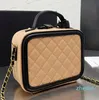 Tas Kaviaar Kalfsleer Designer Gewatteerde Plaid Goud Metaal Modetassen Ketting Dubbele Rits Crossbody Cosmetische Groothandel Tassen