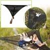 Tält och skyddsrum Z40 Portable Triangle Hammock 4MX4MX4M Multi Person Aerial Mat Bekväm utomhuscamping Sleep Hammock Portable Hanging Bed 231021