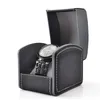 Boîtes à montres Boîtier de montre unique Étui de voyage en cuir PU pour montre avec coussin amovible Étui de rangement pour bijoux Organisateur Boîte de montre carrée portable 231020