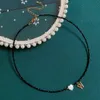 Чокеры модное ожерелье из нержавеющей стали с сердечком для женщин натуральный черный турмалин с кристаллами колье с буквами уличная одежда Collier Femme 231021