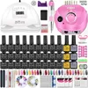 Polvos acrílicos Líquidos Kit de uñas con lámpara Juego de esmalte de gel UV Herramientas de arte de manicura Máquina perforadora de base superior 231020