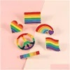 Stift broscher kreativa regnbågfärger gay lesbisk brosch för män kvinnor fred legering kostymer klädstift mode smycken märke åtkomst dhogw