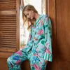 Women's Two Piece Pants Ice Silk Pajamas Women's Spring And Summer Long Sleeve Outwear Home Suit Spring Autumn Casual House Sleepwear 231021