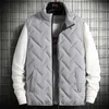 Gilet da uomo Giacca invernale calda Gilet senza maniche con cerniera Tinta unita Casual Cotone imbottito Colletto rialzato ispessito Usura esterna 231020