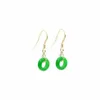 Dangle Küpeler Yuvarlak Altın Yeşil Yüzük Jadeite Eardrop Şükran Günü Kültürlü Düğün Sevgililer Günü Takı Tatlısu Güzel