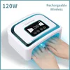 Nail Dryers Wireless Rechargeable Nail UV Lamp 120W Cordless LED Dryers for Nail Salon Drying Machine for Gel Polish UV Curing Manicure Oven 231020