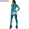 Terrorist Bloody 3D Printed Women Jumpsuit Carnival Fancy Party Cosplay Costume Bodysuit Adults Fiess Onesie Outfits