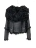 Giacca da donna in vera pelle di montone Gl23107 Shearling con cerniera a collo alto genuina