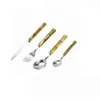 Dinnerware Sets Luxury Stainless Steel Italian Tableware Set Table Knife Fork Spoon Tea Bamboo Cutlery For Kitchen