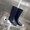 Sonbahar Kış Kış Batı Botları Yumuşak Cowhide Elastik Kemer Tasarımcısı Yüksek Boot% 100 Deri Lady Platform Mektubu Moda Moda Kalın Çözilmiş Kadın Ayakkabı Büyük Boyut 35-41